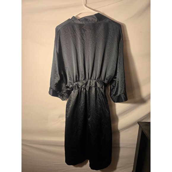 Cabernet Black Silky Robe Sexy Womens Size Medium M Belted Coverup - Picture 3 of 3